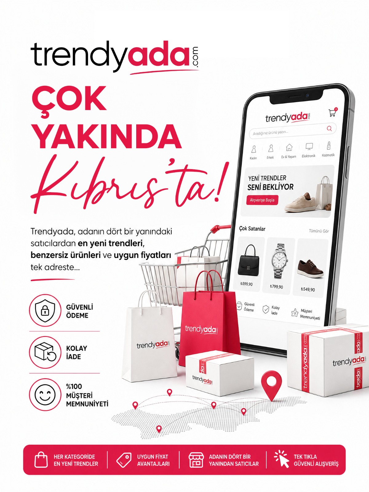 Kıbrıs’ın çok satıcılı pazaryeri Trendyada yakında hizmete giriyor. Mağaza ve kargo firması başvuruları şimdiden kabul ediliyor.